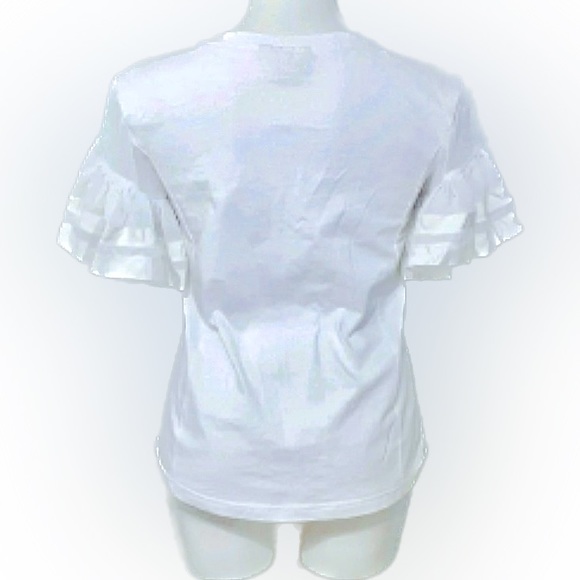 Vanessa Virginia/ Anthropologie white flutter sleeve top, sz M - Picture 5 of 9